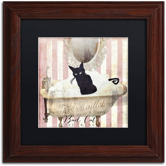 Trademark Fine Art "Bad Cat II" Canvas Art by Color Bakery Black Matte, Wood Frame