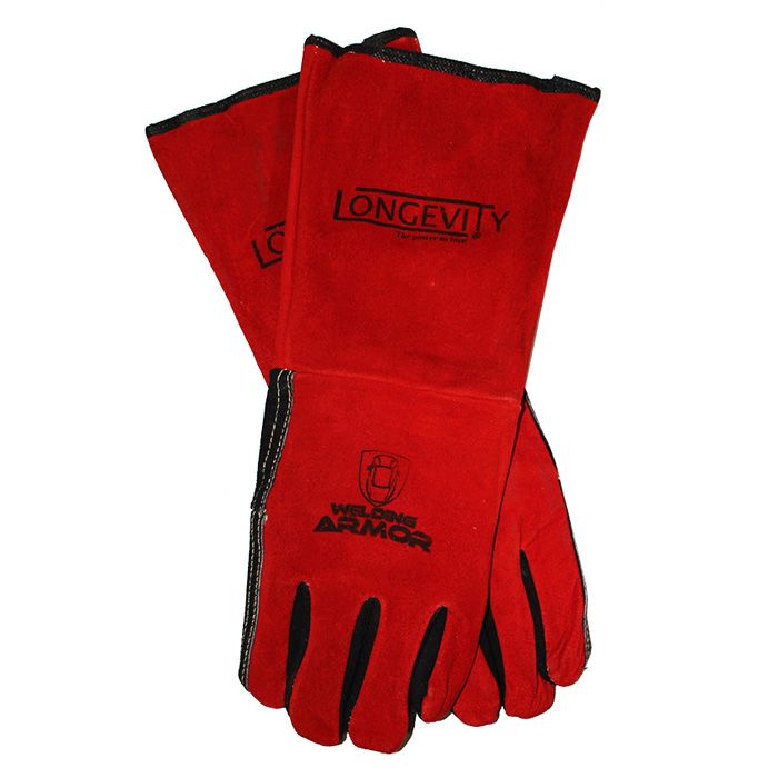 Longevity (WeldingArmor) STICK Welding Gloves (Red Leather) Large