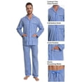 thumbnail image 2 of Apparonia Conjunto de Pijamas para Hombre de Algodón con Cuello con Muesca Pijamas para Hombre de Manga Larga Ropa de Dormir para Hombre con Bolsillos y Frente Fly Rayas Azules y Blancas 3XL, 2 of 7