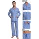 thumbnail image 2 of Apparonia Conjunto de Pijamas para Hombre de Algodón con Cuello con Muesca Pijamas para Hombre de Manga Larga Ropa de Dormir para Hombre con Bolsillos y Frente Fly Rayas Azules y Blancas 3XL, 2 of 7