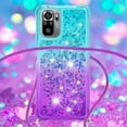 thumbnail image 4 of Xiaomi Redmi Note 10 4G (Not 5G) Cute Case With Strap Crossbody Gradient Quicksand Bling Sparkle Flowing Liquid Floating with Neck Cord Lanyard Strap Case for Redmi Note 10S LSGS Bluish Violet, 4 of 14