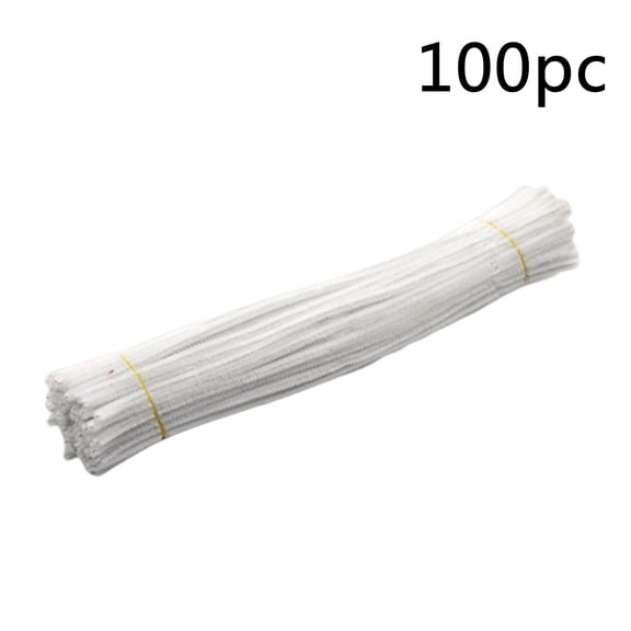 100Pc Solid Color Pipe Cleaners Set For Diy Arts Crafts Decorations White