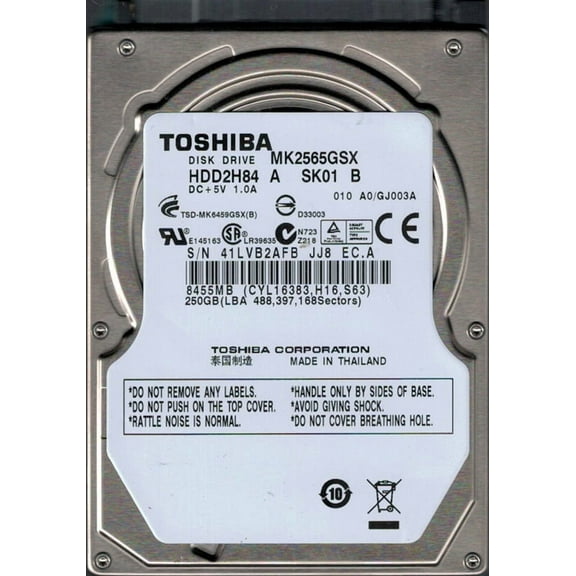 MK2565GSX HDD2H84 A SK01 B F/W: A0/GJ003A Thailand Toshiba 250GB