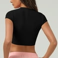 thumbnail image 4 of Lenpel Crop Workout Tops for Women Seamless Short Sleeve V Neck Slim Solid Color Yoga Athletic Shirts Cropped Gym Tees, 4 of 4