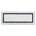 mDesign Soft Microfiber Polyester Non-Slip Extra-Long Spa Mat/Runner, Plush Water Absorbent Accent Rug for Bathroom Vanity, Bathtub/Shower, Machine Washable - 60" x 21" - White/Navy Blue