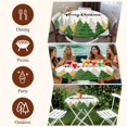 thumbnail image 7 of Green Christmas Round Tablecloth, Fitted Table Cover with Elastic for 36"-44" Round Tables, Xmas Tree Snowflake Stars Winter Table Cloth Outdoor Indoor Dinning Party Waterproof Tablecloths, 7 of 7