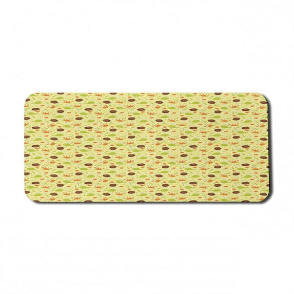 Marine Computer Mouse Pad, Continuous Cartoon with Whale Crab Turtle and Shells, Rectangle Non-Slip Rubber Mousepad X-Large, 35" x 15" Gaming Size, Yellow Multicolor, by Ambesonne