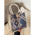 thumbnail image 5 of Bolsa de lona de estilo étnico para mujer, nueva moda de verano, bolsa de almuerzo portátil de lino para salir, bolsa bento, bolsa para llevar a mano para mamá, 5 of 5