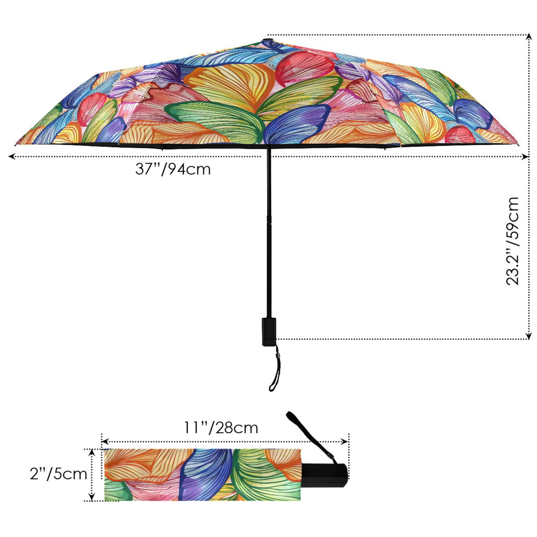 Colorful Butterfly Wings Compact Sun Umbrella Windproof Travel Umbrellas for Rain Strong Portable UV Protection