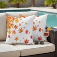 thumbnail image 4 of Fall Outdoor Waterproof Pillow Covers, Orange Maple Leaf Red Retro Fruit Watercolor White Decorative Square Throw Pillowcase Sofa Cushion Sham for Patio/Couch/Chair, 18"x18" 2 Pack, 4 of 8