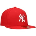 thumbnail image 3 of Men's New Era Red New York Yankees White Logo 59FIFTY Fitted Hat, 3 of 5