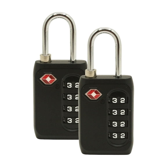 Thrifco 9507001 TSA-Approved 4-Digit Combination Luggage Locks Black Zinc Ideal for Travel, Suitcases, Gym Lockers, Toolboxes & Backpacks