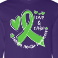 thumbnail image 4 of Inktastic Love and Care Mental Health Awareness Green Ribbon Long Sleeve T-Shirt, 4 of 5
