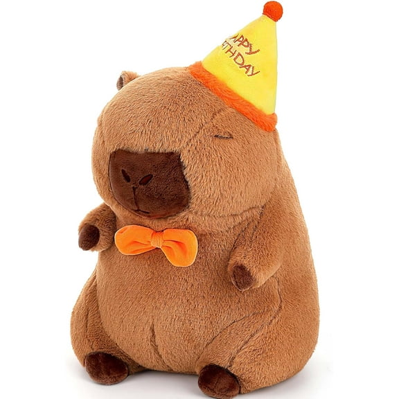 Cute Capybara Plush - Kawaii Happy Birthday Capybara Stuffed Animal, Soft Capybara Plushies Toys Hugging Pillow, Birthday Gift for Kids Boys Girls Adult 12 inch