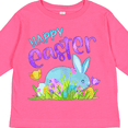 thumbnail image 4 of Inktastic Happy Easter Blue Bunny and Eggs in Grass Boys or Girls Long Sleeve Toddler T-Shirt, 4 of 5