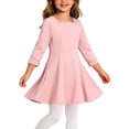 thumbnail image 6 of WMTBSRSW Toddler Girls Fall Dress Solid Casual Flowy A-Line Dress Long Sleeve Crewneck Casual Skater Dress for 0-8 Years, 6 of 6