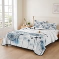thumbnail image 2 of Twin Quilt Set 68''x86'', Blue Teal Dandelion Lightweight Summer Bedspread Coverlet Set with 2 Pillow Shams, Dragonfly Modern Art Watercolor Breathable All Season Quilt Bedding for Dorm/Bedroom, 2 of 9