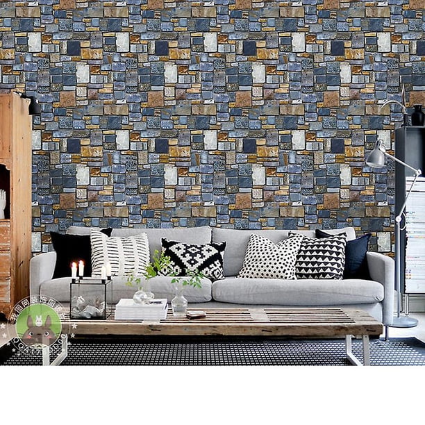 Papel pintado de ladrillo de piedra Papel pintado despegable y adhesivo Papel de pared texturizado de ladrillo sintético extraíble autoadhesivo 45 CM * 10 M Renovación de muebles Contacto impermeable