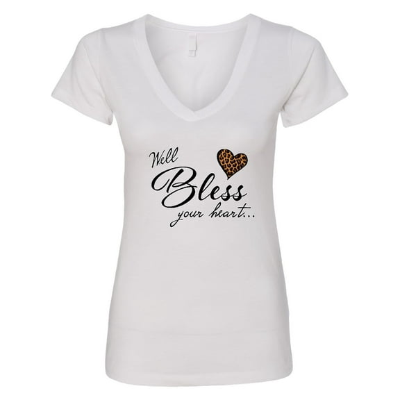 Inktastic Well Bless Your Heart with Leopard Print Women's V-Neck T-Shirt