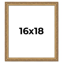 16x18 Frame Gold Solid Wood Picture Frame Width 1.25 Inches | Interior Frame Depth 0.375 Inches |