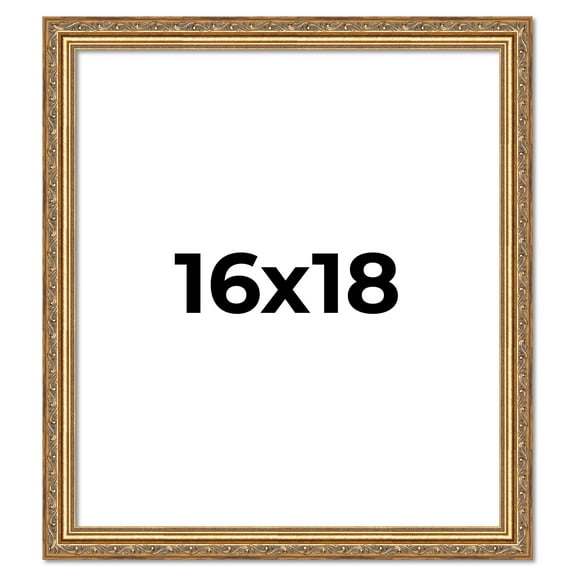 16x18 Frame Gold Solid Wood Picture Frame Width 1.25 Inches | Interior Frame Depth 0.375 Inches |