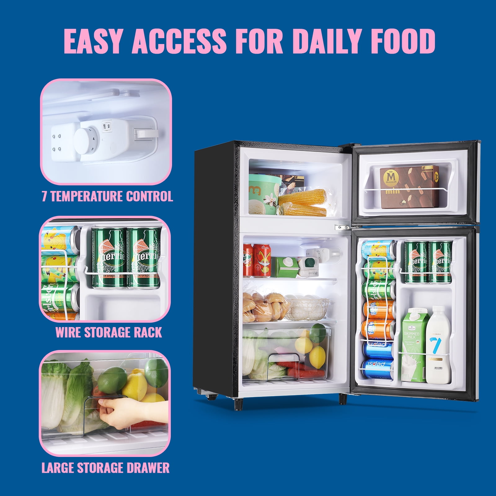 vanimimiページ WANAI 3.5 Cubic feet Small Refrigerator with Freezer on Top