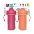 thumbnail image 1 of Parent’s Choice Insulated Sippy Cup with Straw and Handles, 2x300mL Cups, 12m+, Pink and Orange, 1 of 5