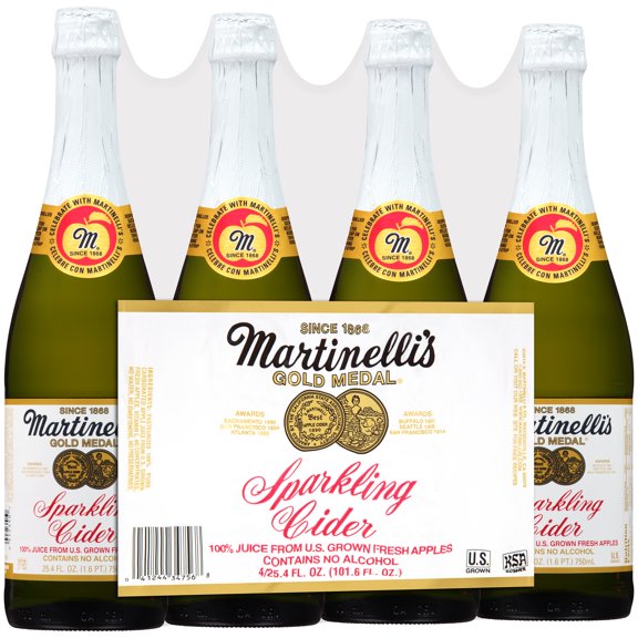 Martinelli's Gold Medal® Choice Grade Sparkling Apple Juice 4-750 mL Glass Bottle