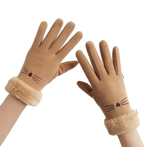 Winter gloves for ladies with touch screen fingers for warm thick texting