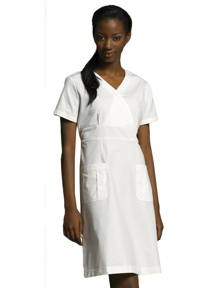 white cross neck dress