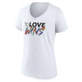 thumbnail image 2 of Women's White Cleveland Guardians Love Wins V-Neck T-Shirt, 2 of 3