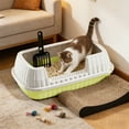 thumbnail image 4 of Semi-Enclosed Cat Litter Box with High Side Splash Guard, Includes Litter Scoop and Pedal for Home Cats, 18.9x12.6x6.1 inches, 4 of 6