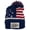 Navy/Beige - Beige Patch, variant on USA Cuffed Pom Beanie W/Laser Engraved America 250th Anniversary Design Patch - Navy/Beige - Rawhide Patch