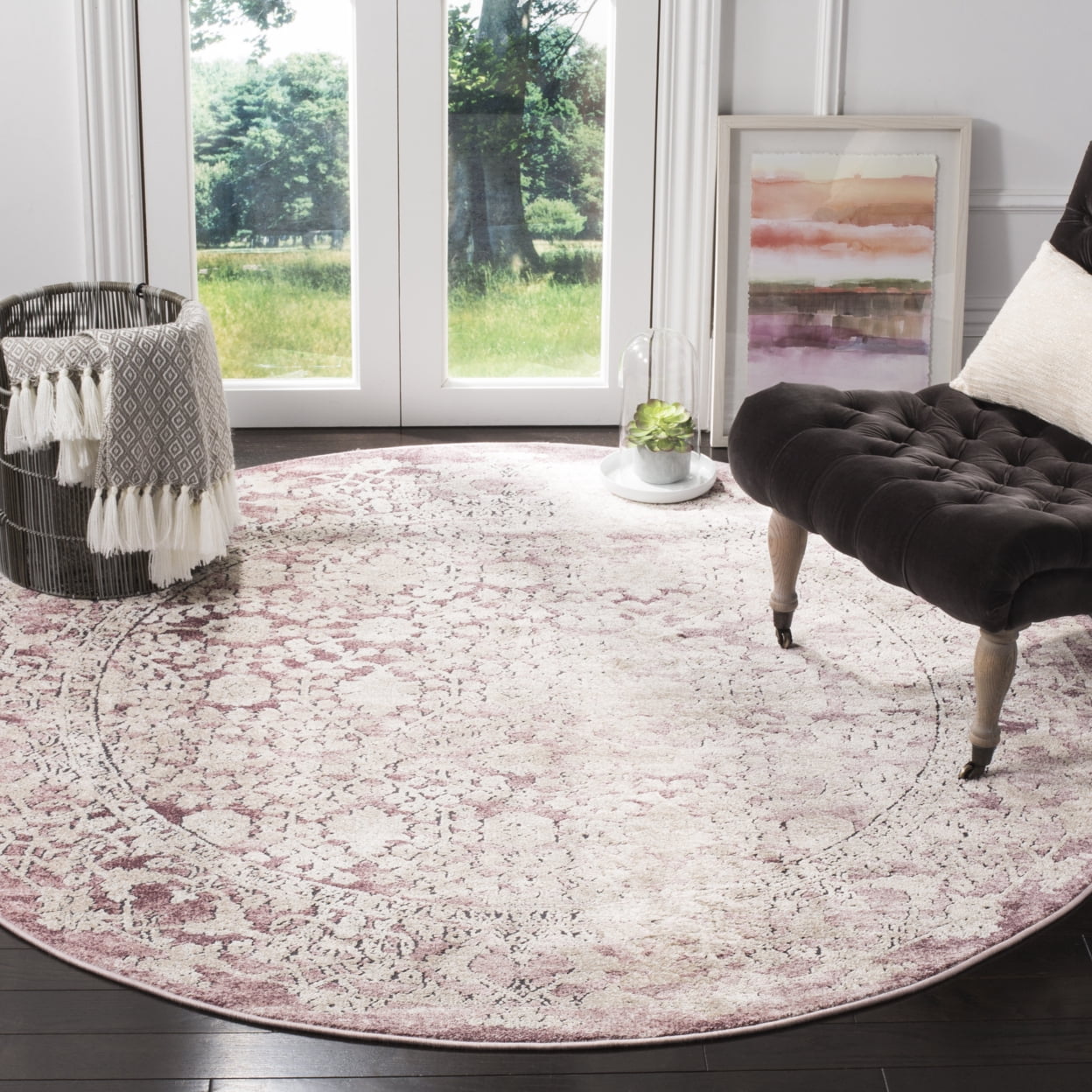 SAFAVIEH Palermo Caitriona Faded Transitional Area Rug, Rose/Beige, 5'1" x 7'6"