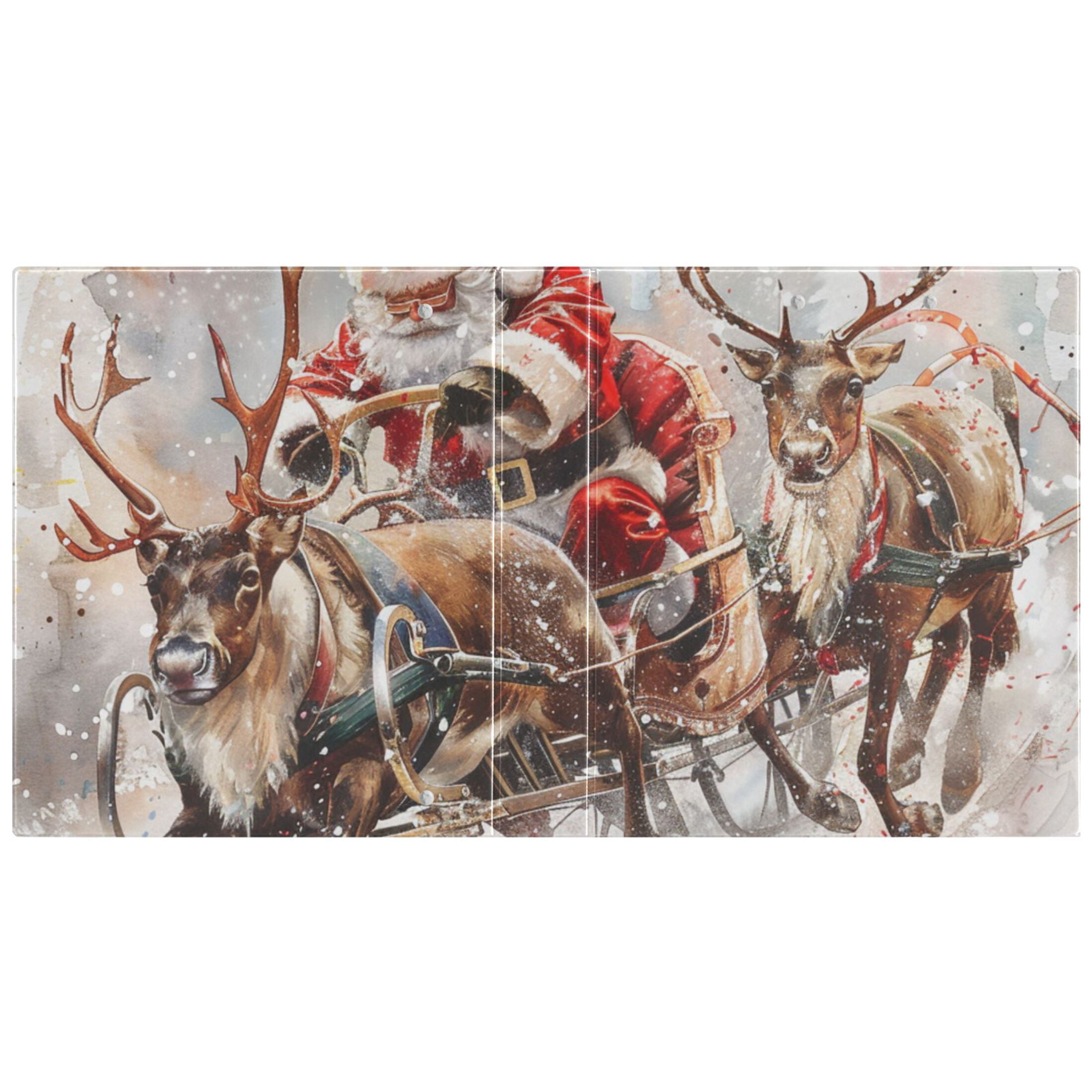 Santa Claus Reindeer 3 Ring Binders 1.5 inch Hardcover File Folders with Interior Pockets A4 Size Organizer for School Office Hospital