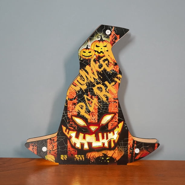 Fiudx Luces Led de Halloween, Diseño de Calabaza, Murciélago, Castillo, Esqueleto y Fantasma, Madera Duradera, Decoración Divertida para Fiestas, Versátil para Colgar En La Pared, Ideal para Hallowee