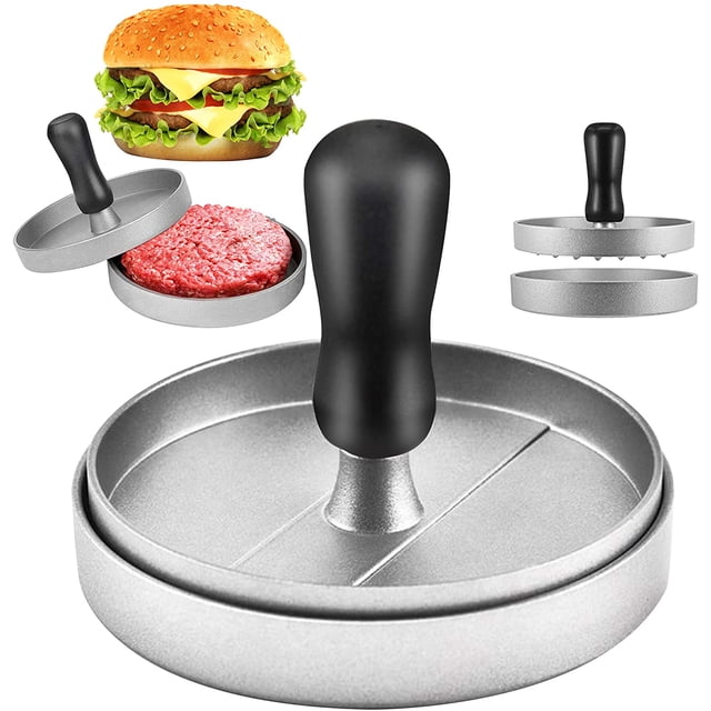 Máquina para hacer hamburguesas de acero inoxidable de grado alimenticio Apuakthei, prensa para pasteles de carne con mango de ABS, máquina para hacer hamburguesas antiadherente, 12 cm