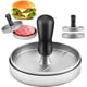 thumbnail image 1 of Máquina para hacer hamburguesas de acero inoxidable de grado alimenticio Apuakthei, prensa para pasteles de carne con mango de ABS, máquina para hacer hamburguesas antiadherente, 12 cm, 1 of 8