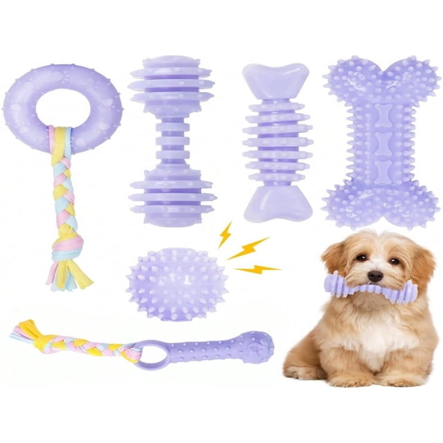 Dosaele 6pcs Small Dog Chew Toys Set Cute And Durable Teething Toys For Small Dogs Interactive Soft Toys