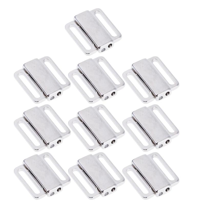 10 Pcs Silver Metal Bra Strap Adjustment Bikini Fastener for Fixed