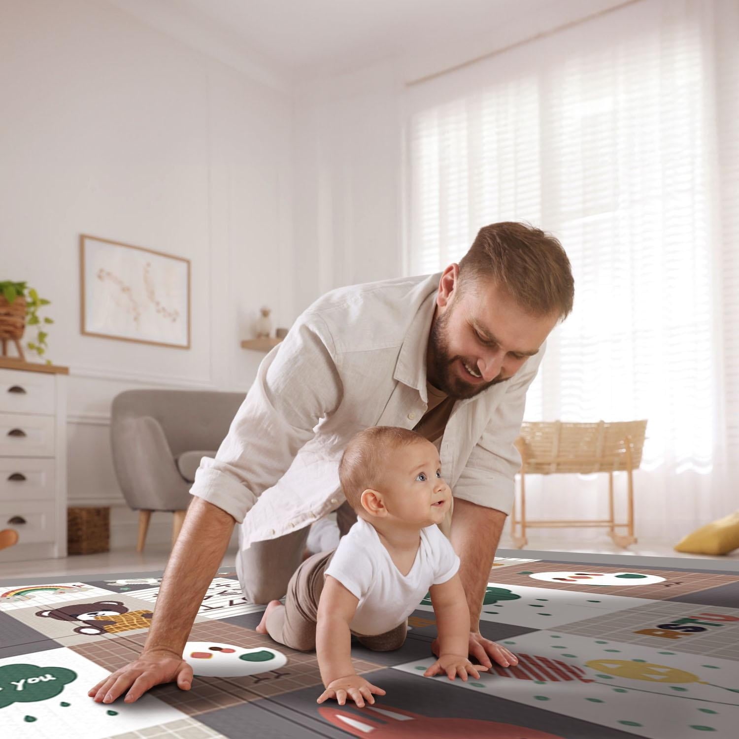 ADHINO Non-Toxic 79"x71" Foldable Waterproof Baby Foam Play & Crawl Mat, Anti-Slip Infant-Toddler Floor Mat
