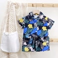 thumbnail image 2 of Baby Toddler Boy Outfits 2T 3T 4T 5T Clothes Summer Kids Pattern Short Sleeve Button Down Shirt & Shorts Set 3-4 Years, 2 of 7