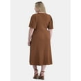 thumbnail image 3 of Terra & Sky Women's Plus Size Crinkle Tie Dress, Sizes 0X-5X, 3 of 4