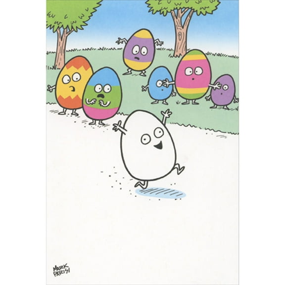 Recycled Paper Greetings Undecorated Egg Streaking Through Park Funny / Humorous Easter Card