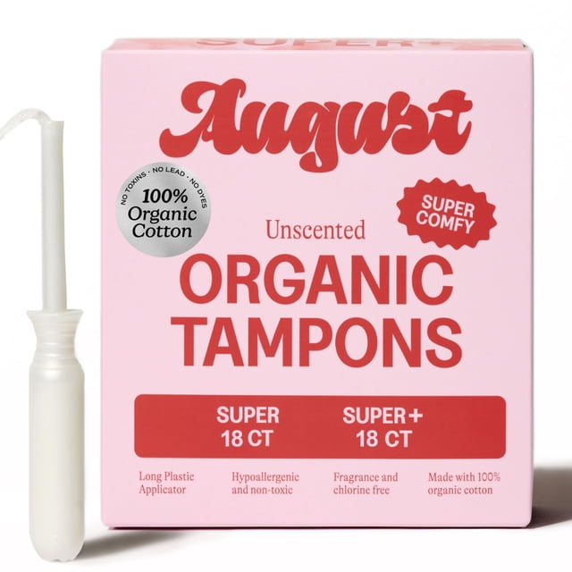 Tampones August de Algodón Orgánico Super y Super+ Paquete de 36