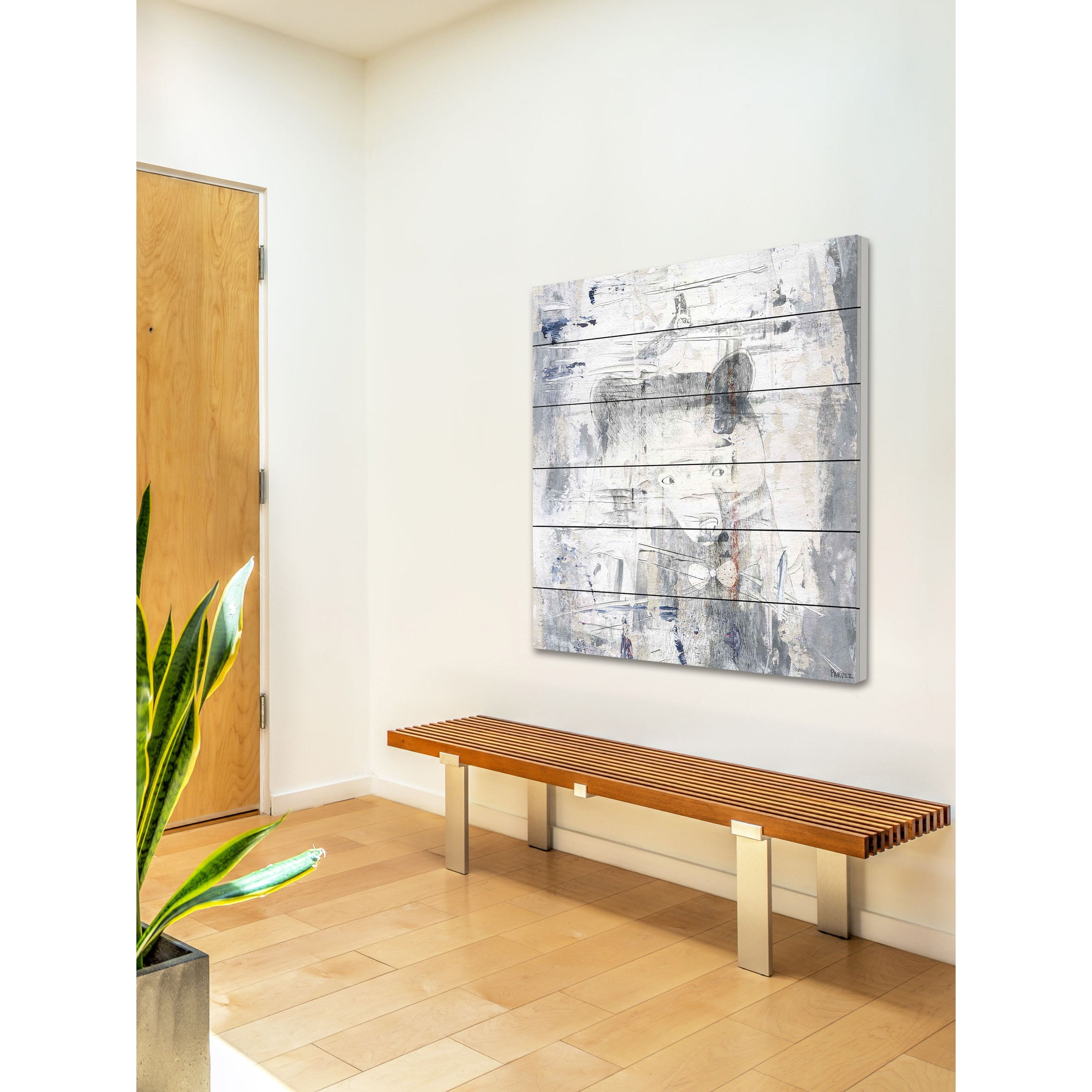 Dizzy Bear Painting Print on White Wood