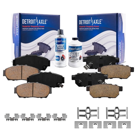 Detroit Axle - Front and Rear Brake Pads for 1994-2001 Integra 1993-1995 Honda Civic Replacement Ceramic Brake Pads w/Hardware