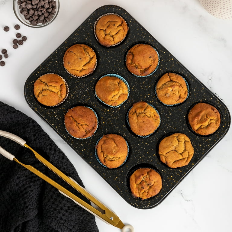 Thyme & Table 12 Cup Nonstick Muffin Pan with Silicone Baking Cups, Black  US