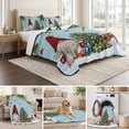 thumbnail image 6 of Quilts King Size Bedding Set, Aqua Gnomes Christmas Lightweight Quilted Comforter, Xmas Tree Elk Snowflake Balls Soft Reversible Bedspread Coverlet with Pillow Covers for All Season, 96" x 106", 6 of 9