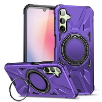 Armor Stand Case for Samsung Galaxy S24,[Compatible with MagSafe] Military Shockproof Rugged Phone Case,Magnetic with Car Mount,Built in 360° Rotatable Ring Kickstand,Purple